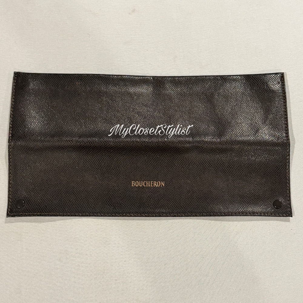 BOUCHERON GENUINE LEATHER Gold Luxury Necklace Bracelet CASE Pouch NEW! Rare - Picture 6 of 6